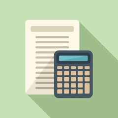 Poster - Calculator report icon flat vector. Business paper