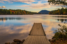 Long Pond Shoreline In Autumn In Acadia National Park, Maine, USA
