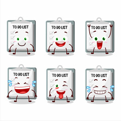 Wall Mural - Cartoon character of paper sheet with clipboard with smile expression