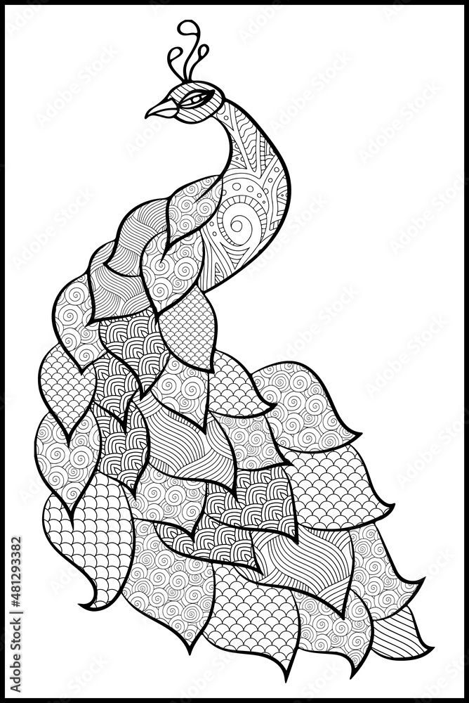 mandala for coloring page peacock design Stock Vector | Adobe Stock
