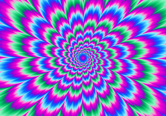 Sticker - Pulsing colorful flower. Optical illusion of movement.