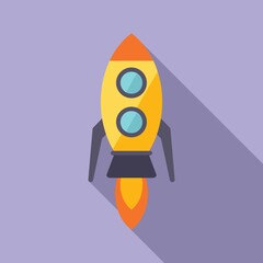 Poster - Online marketing rocket icon flat vector. Business media