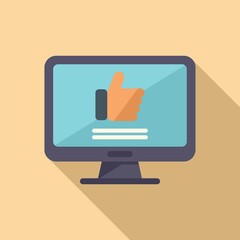 Poster - Thumb up marketing icon flat vector. Online strategy