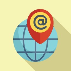 Poster - Online marketing location icon flat vector. Web media