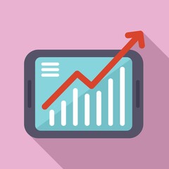 Poster - Data graph tablet icon flat vector. Online media