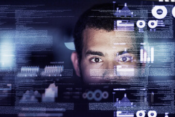 Aufkleber - Getting deep into the code. Cropped shot of a young computer programmer looking through data.
