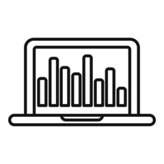 Poster - laptop data graph icon outline vector. web online media