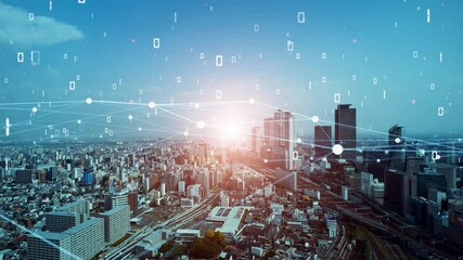 Poster - Smart city and communication network concept. Digital transformation.