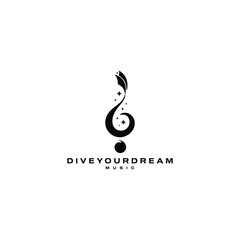 Wall Mural - Abstract Diver G Clef Music Logo