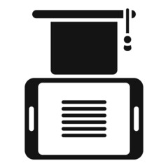 Poster - Online graduation icon simple vector. Home video