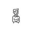 Man with crossed arms line icon