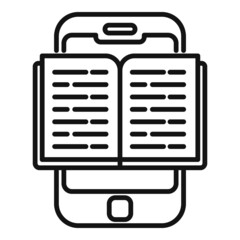 Poster - smartphone read book icon outline vector. online people