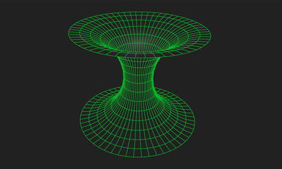 wormhole geometric grid wireframe tunnel flat style design vector illustration. abstract futuristic 