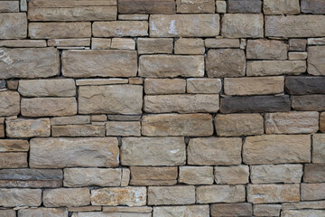 Wall Mural - Background of brown-gray stone wall  . Pattern of slate wall texture and background