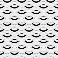 Black Wavy lines seamless pattern.