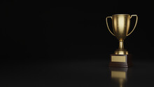 Gold Cup With Black Background, Isolated Gold Cup, 3D Rendering, Shiny 