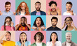 © Prostock-studio - Collage of diverse people expressing different emotions on colorful backgrounds