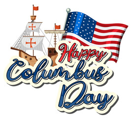 Canvas Print - Happy Columbus day banner with flagship