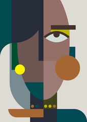 Wall Mural - abstract female portrait. creative placard design in flat style.