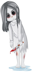 Poster - Little ghost girl holding a knife