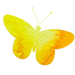 Wall Mural - yellow butterfly watercolor silhouette, on white background, vector