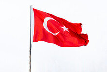 Turkish Wavy Flag On Sky Background