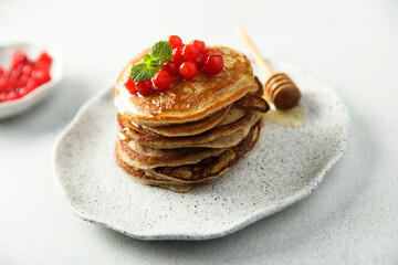 Sticker - Homemade pancakes with berries and honey