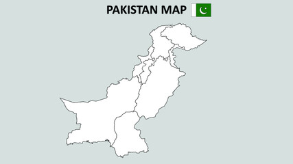 Pakistan Map. Pakistan Map with white background and line map.