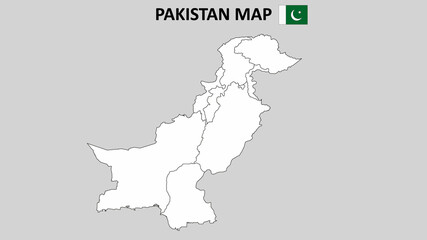 Naklejka na meble Pakistan Map. Pakistan Map with white background and line map.