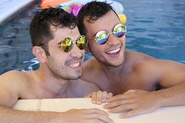 Wall Mural - Cute gay tourists representing diversity