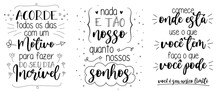 Three Motivational Phrases In Brazilian Portuguese. 
