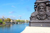 Fototapeta Paryż - Mascaron on Pont Neuf. Paris, France