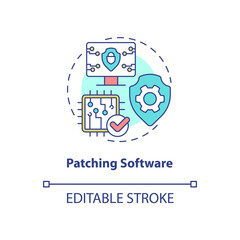 Wall Mural - Patching software concept icon. Sensitive information digital protection abstract idea thin line illustration. Isolated outline drawing. Editable stroke. Roboto-Medium, Myriad Pro-Bold fonts used