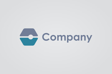 Poster - Initial Letter C Logo. Blue and Grey Hexagonal Shape with Dot Technology Symbol inside. Flat Vector Logo Design Template Element for Branding Logos.