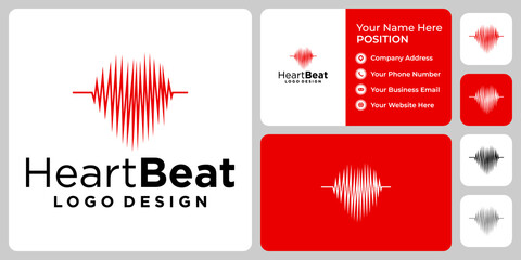 Wall Mural - Heartbeat medical hospital logo design with business card template.