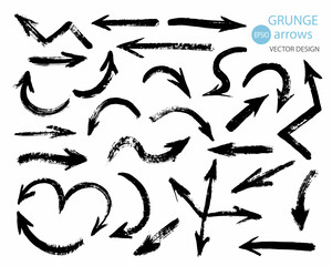 Aufkleber - A set of vector arrows in the Doodle style with brushes.The arrow icon.Vector arrow icon