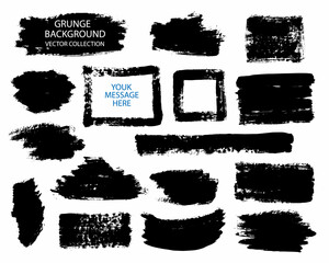 Aufkleber - Collection of vector paint strokes.Grunge abstract hand-painted element.Black-and-white brush strokes.Banner, form, logo, icon, label, sticker