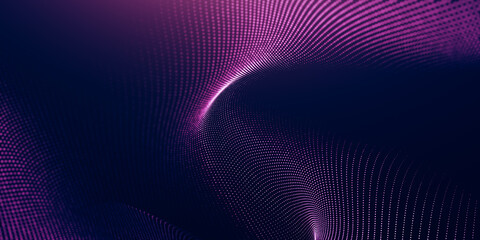 Wall Mural - Abstract particular digital background hi-tech and scientific technology data line connect. particular wave dynamic mesh big data technology illustration background. 3d render particular line bg.