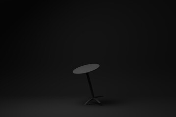 Wall Mural - Black round table on black background. minimal concept idea. monochrome. 3d render.