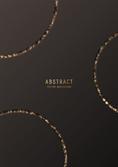 Canvas Print - Black elegant background with rounded curves, golden glitter, sparkles and copy space. Premium geometric decorative design template of invitation, brochure, notebook or card. Cover in minimalism style