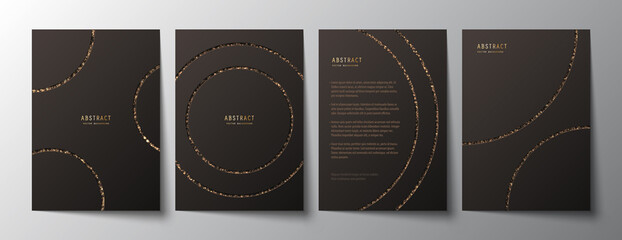 Wall Mural - black elegant backgrounds set with rounded curves, golden glitter and sparkles. premium geometric de