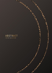 Canvas Print - Black elegant background with rounded curves, golden glitter, sparkles and copy space. Premium geometric decorative design template of invitation, brochure, notebook or card. Cover in minimalism style
