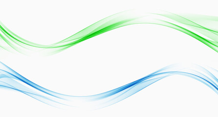 Wall Mural - Bright green and blue abstract speed lines flow minimalistic fresh swoosh seasonal spring wave transition divider, template. Vector illustration