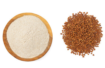 Sticker - buckwheat flour isolated on white backrgound