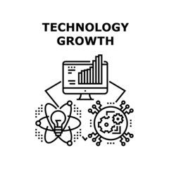 Wall Mural - Technology growth business. digital data. success graph. finance chart. network arrow vector concept black illustration