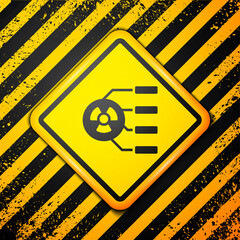 Black Radioactive icon isolated on yellow background. Radioactive toxic symbol. Radiation hazard sign. Warning sign. Vector