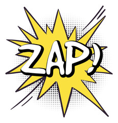 Wall Mural - zap sound effect. comic burst message with halftone shadow