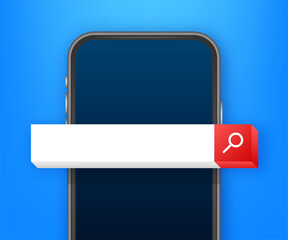 Poster - Search bar on screen vector element design, set of search boxes ui template isolated on blue background. Vector stock illustration.