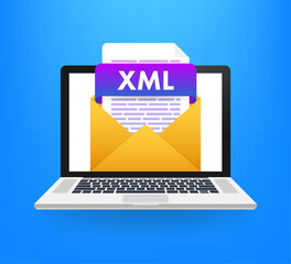 Poster - Flat xml for paper design. Flat isometric vector illustration. Design element. Computer technology isometric illustration.