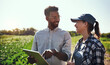 © Chanelle Malambo/peopleimages.com - You did all this. Cropped shot of two young farmers looking at a tablet while working on their farm.